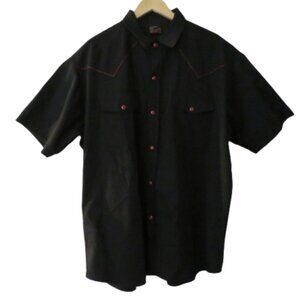 ROCK STEADY Black Red Stitch Snap Rockabilly Shirt Vintage Retro Mod - Size 2XL